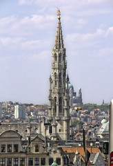 Fototapeta na wymiar Brussels Cityscape and church tower