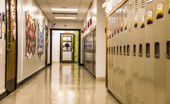 metal lockers in school hall