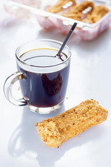 Black Coffee with eclairs