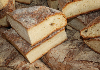 homemade bread cooked in a wood oven in italy