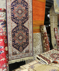 carpets for sale in the ethnic market stall