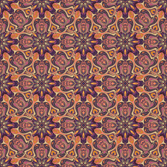 Ornate floral seamless texture, endless pattern with vintage mandala elements.