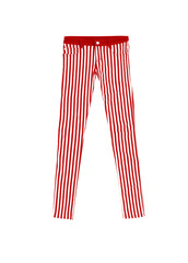 Jeans Pants with red and white Stripes, isolated on white background