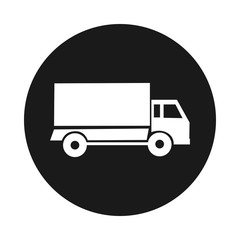 round black icon. Courier service. delivery truck