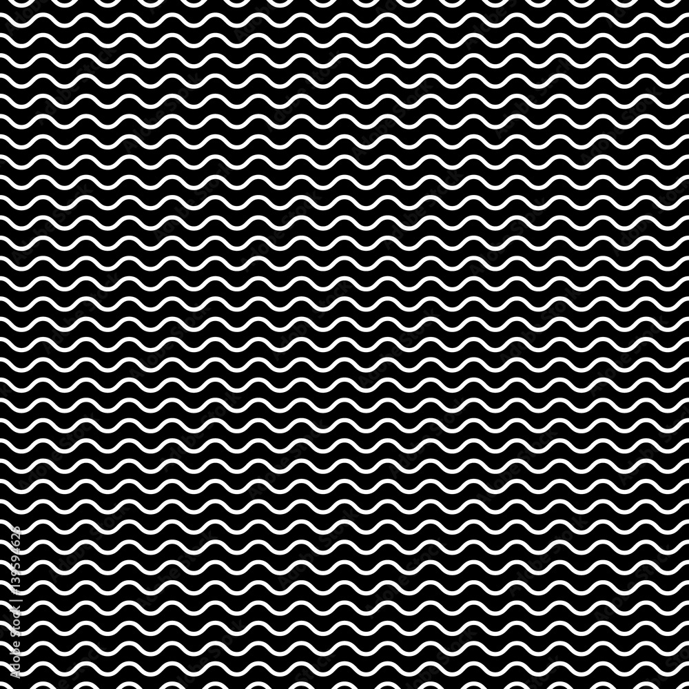 Poster vector seamless pattern, horizontal wavy lines, smooth bends. simple monochrome black & white backgr