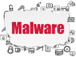 Privacy concept: Malware on Torn Paper background