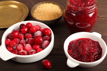 Cranberries and cranberry jam.