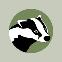 Badger head vector illustration style Flat
