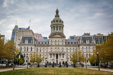 City Hall, in downtown Baltimore, Maryland.
