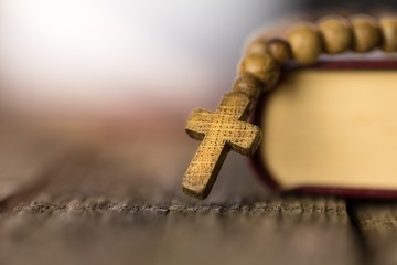 Cross on bible.