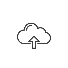 Cloud upload line icon, outline vector sign, linear style pictogram isolated on white. Symbol, logo illustration. Editable stroke. Pixel perfect