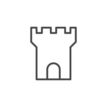 recommend clip art: Fortress tower line icon, outline vector sign, linear style pictogram isolated on white. Symbol, logo illustration. Editable stroke. Pixel perfect
