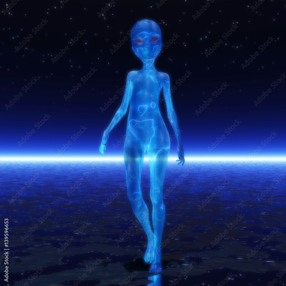 Fototapete digital 3d rendering of an alien