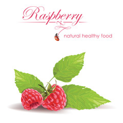 Beautiful raspberries on a white background.