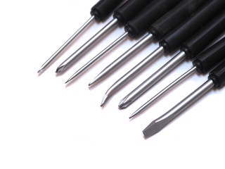 Screwdrivers set. Closeup different size of a Screw Drivers isolate on white background. on white background.