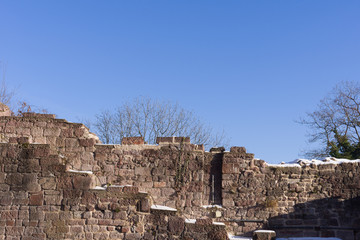 Yburg castle wall and stairs