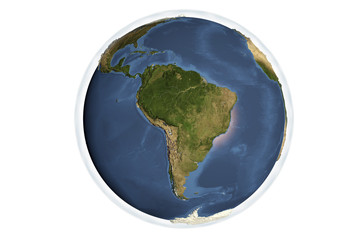 Planet Earth from space showing South America with enhanced bump, 3D illustration, Elements of this image furnished by NASA