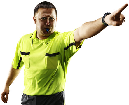 Professional Soccer Referee Isolated On White Background