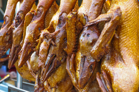 Duck stewed boiled hanging for sale in shop