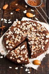 vegan chocolate cake with almonds