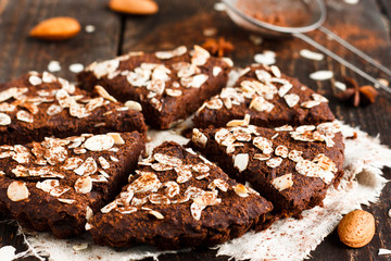 vegan chocolate cake with almonds