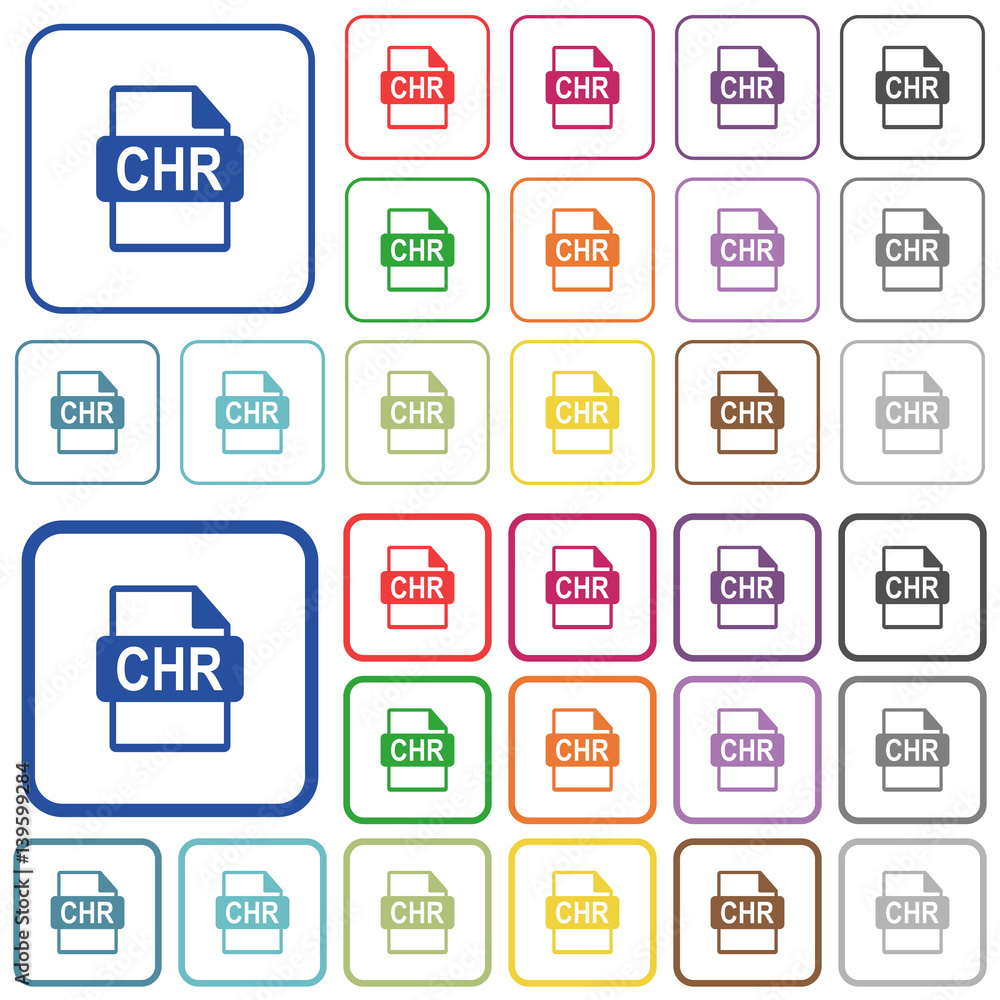 Poster chr file format outlined flat color icons