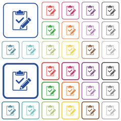 Fill out checklist outlined flat color icons