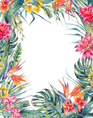 The tropical floral frame template