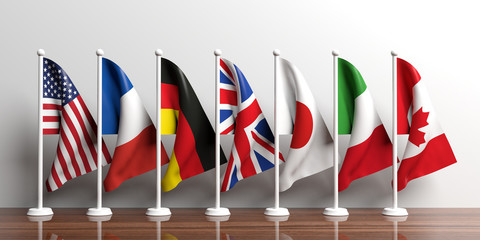 G7-G8 flags on white background. 3d illustration