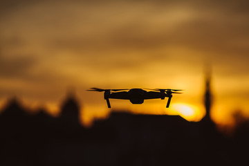 Drone silhouette against sunset