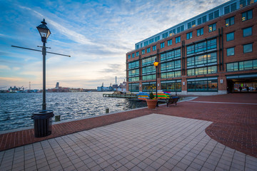 The Waterfront Promenade and Bond Street Wharf in Fells Point, Baltimore, Maryland.