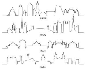 city Landmarks (Beijing, Tokyo, New Delhi, Cuba)