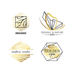 Spa and beauty labels with geometrical shapes