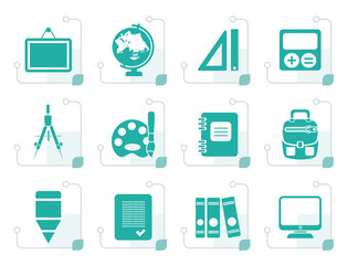 Stylized School and education icons - vector icon set
