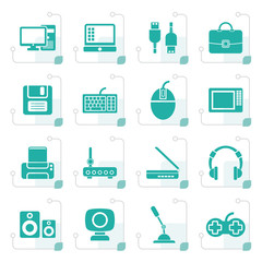 Stylized Computer equipment and periphery icons - vector icon set