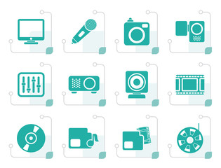Stylized Media equipment icons - vector icon set