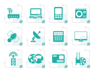 Stylized Business, technology  communications icons - vector icon set