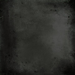 Black background with dark gray center and old stained grungy grainy border texture. Chalkboard or blackboard with vintage textured grunge. 