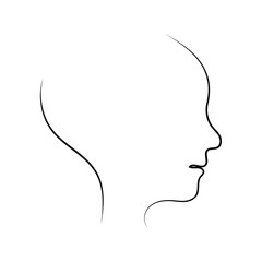 graphic design editable for your design, hand drawn head icon black outline isolated on white background. Vector Illustration.