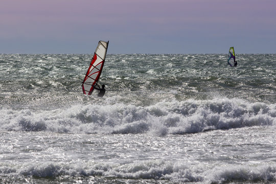 Windsurfing in the sea
