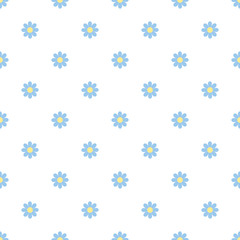 Blue daisy flower seamless pattern