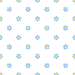 Blue daisy flower seamless pattern