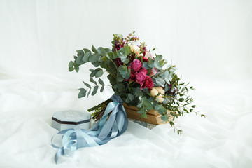 Wedding fine art bouquet with eucalyptus and rose