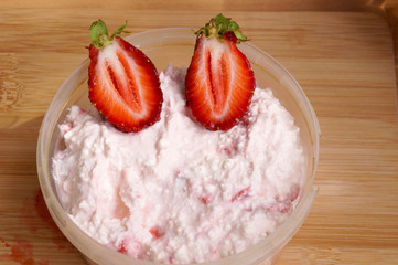 Berry curds with the strawberry