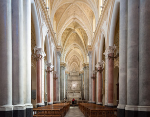 Interior of the Erice Cathedral, province of Trapani. Sicily, Italy
