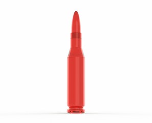 Red Glass Rifle Bullet on White