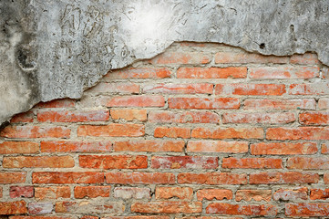 brick wall cracked cement Old , vintage  background