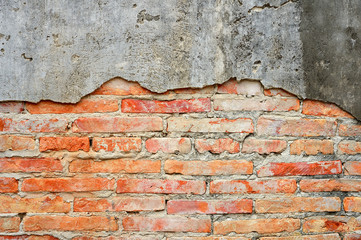 brick wall cracked cement Old , vintage  background