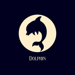 Dolphin silhouette vector logo symbol isolated