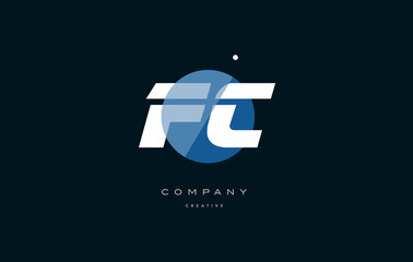 fc f c  blue white circle big font alphabet company letter logo